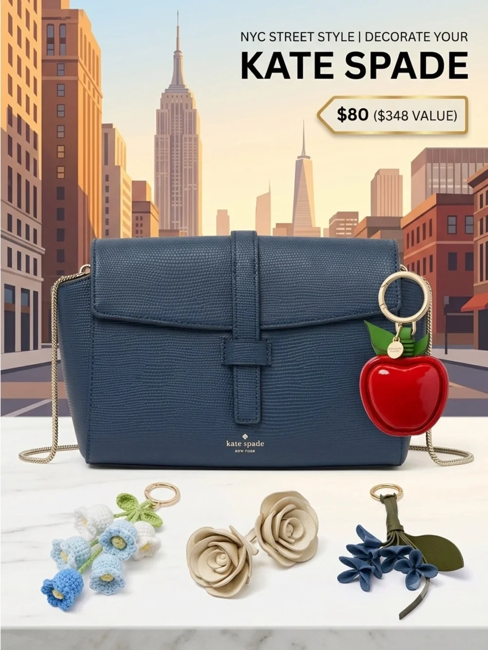 Kate Spade Riverside Emmie Petrol Blue Lizard Crossbody Bag | Silver Chain
